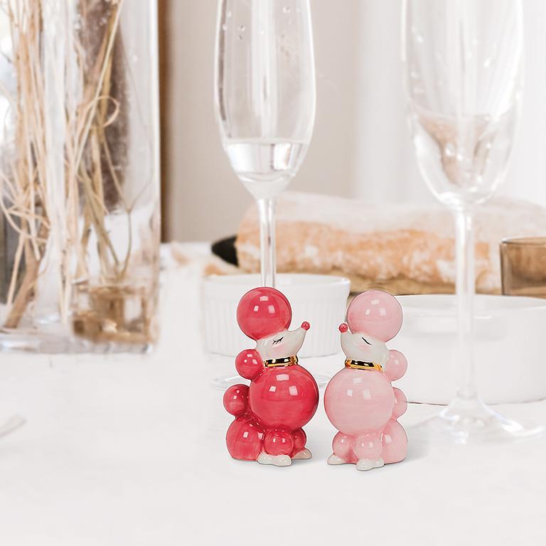 Pink Poodle Salt and Pepper 3.5"H