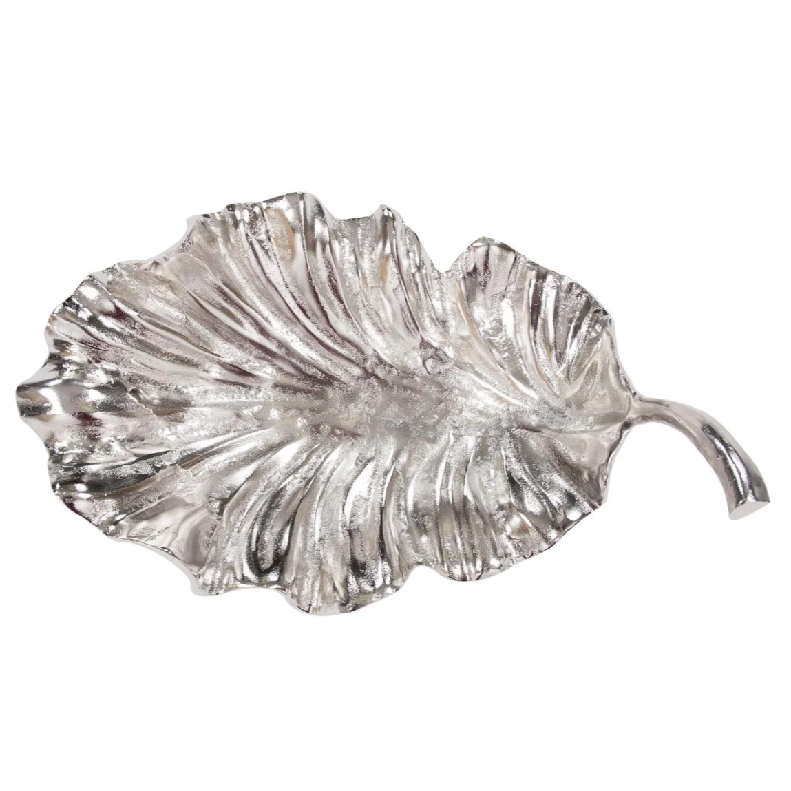 Calathea Leaf Silver Sculpture – Large