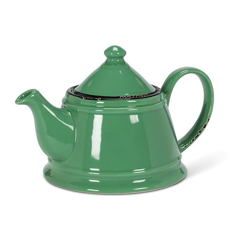 Enamel Look Teapot 9"L