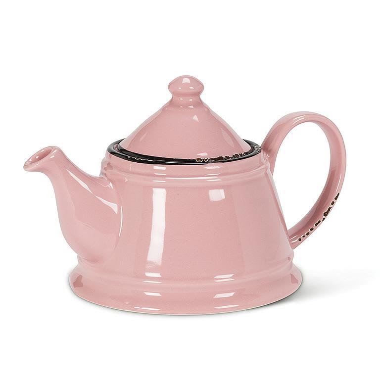 Enamel Look Teapot 9"L