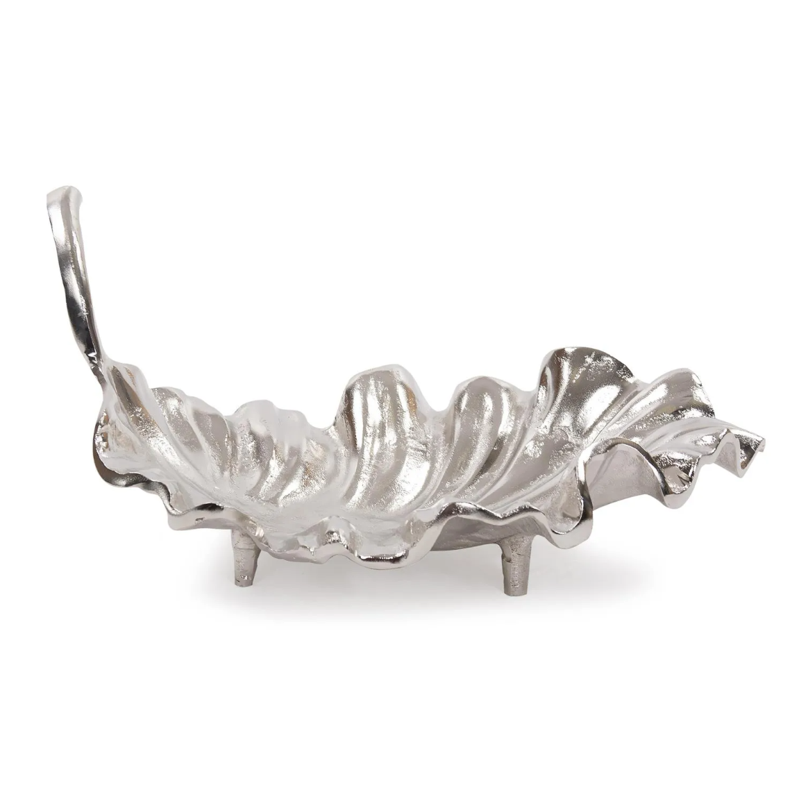 Calathea Leaf Silver Sculpture – Large
