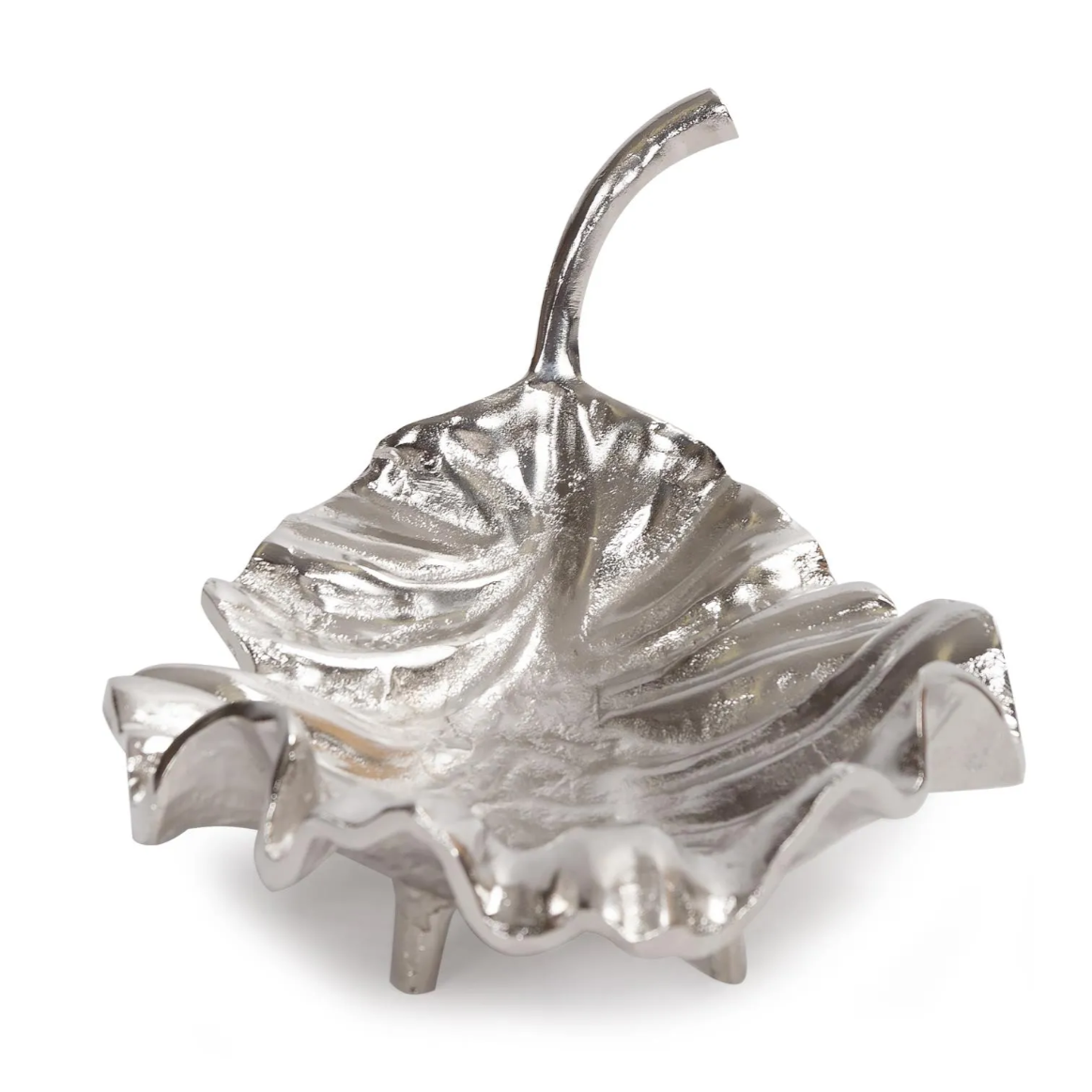 Calathea Leaf Silver Sculpture – Large