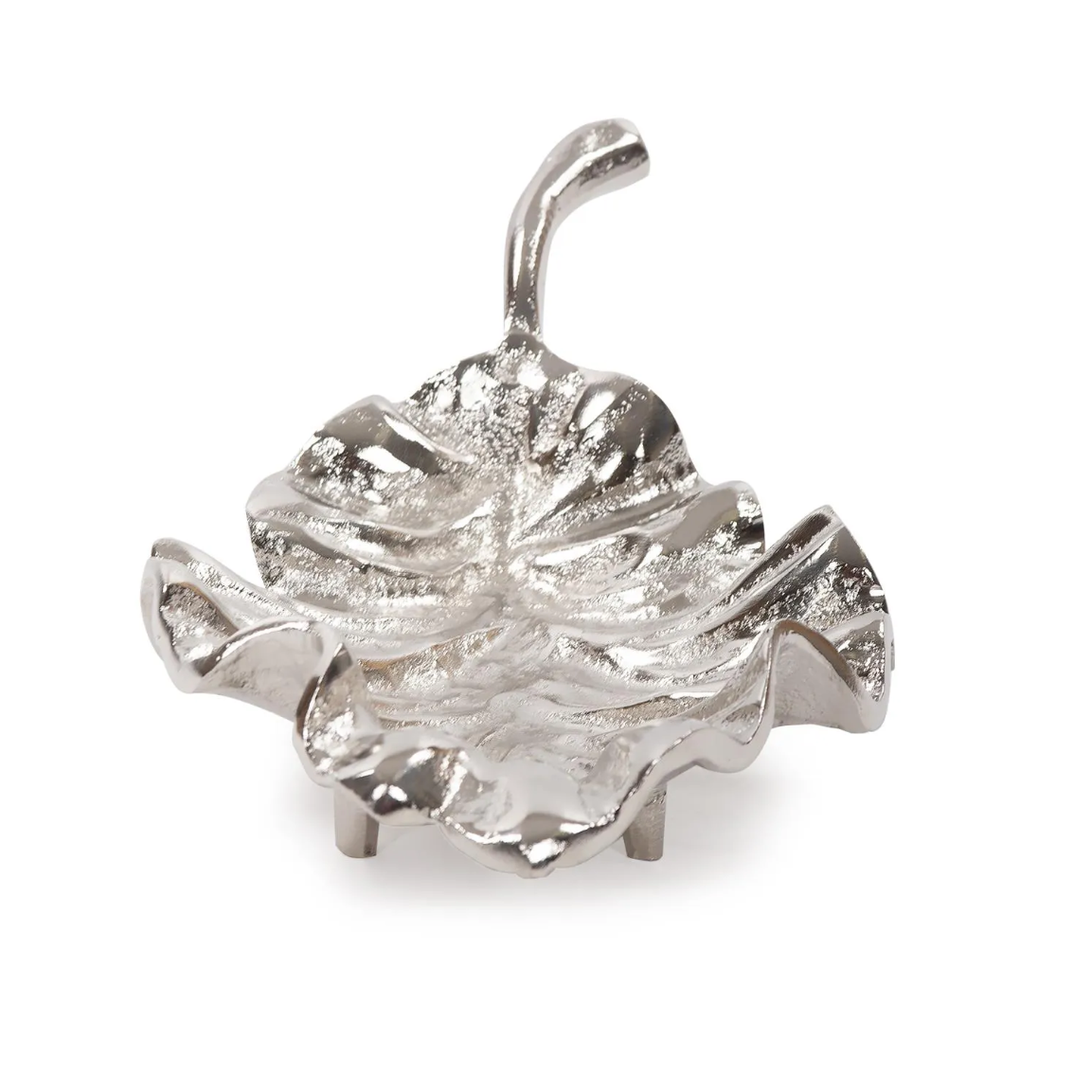 Calathea Leaf Silver Sculpture – Small