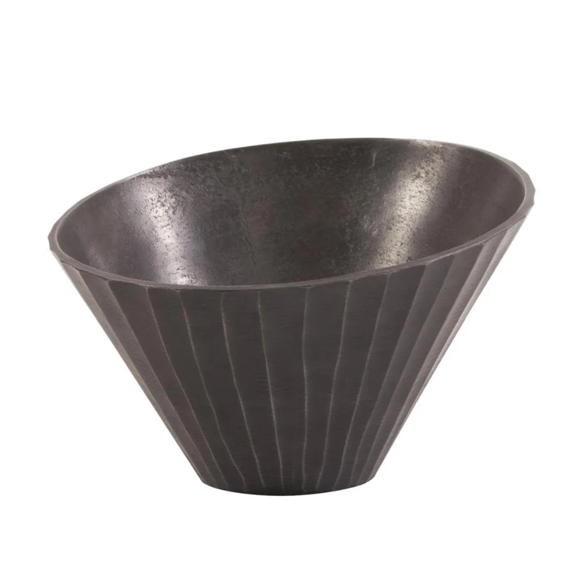 Graphite Chiseled Metal Bowl