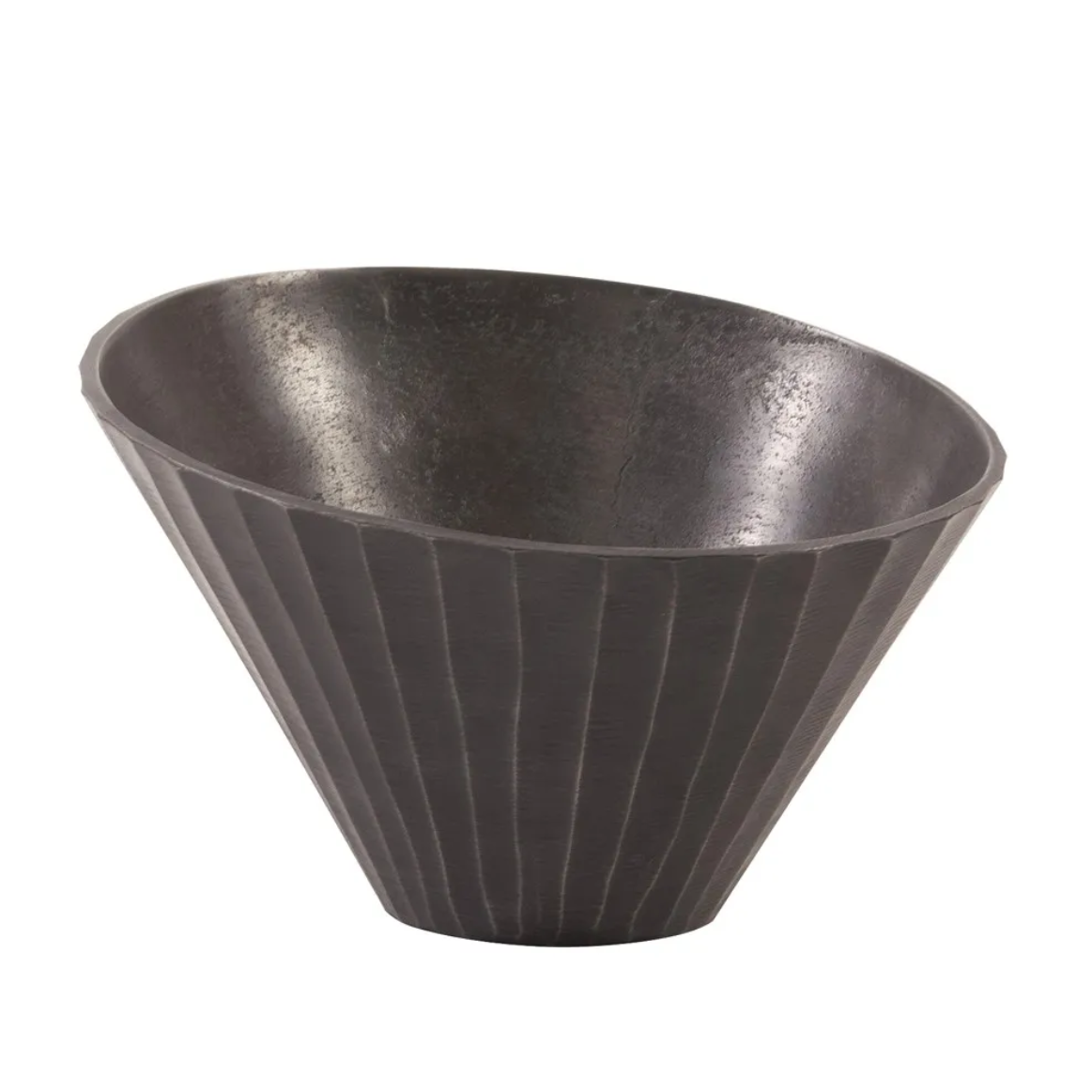 Graphite Chiseled Metal Bowl