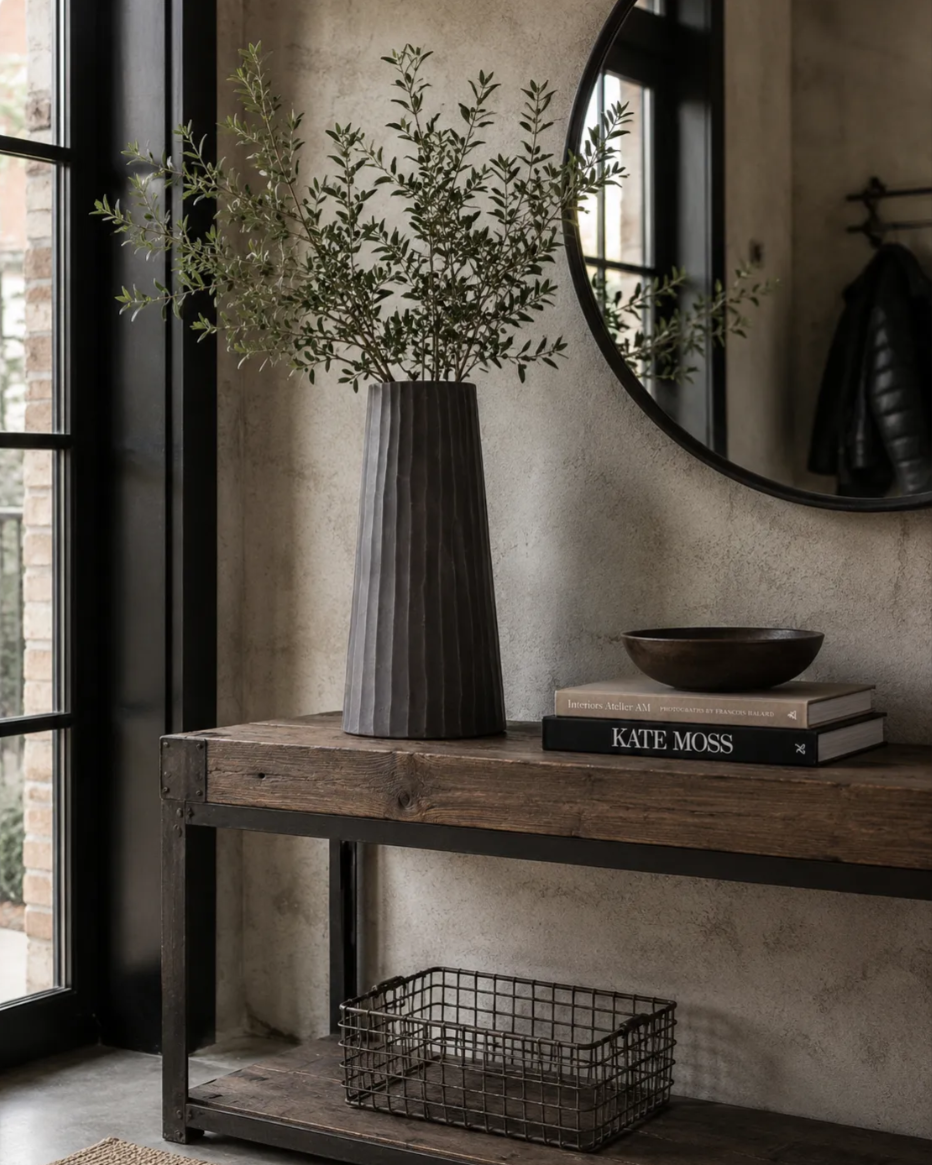 Graphite Chiseled Metal Vase
