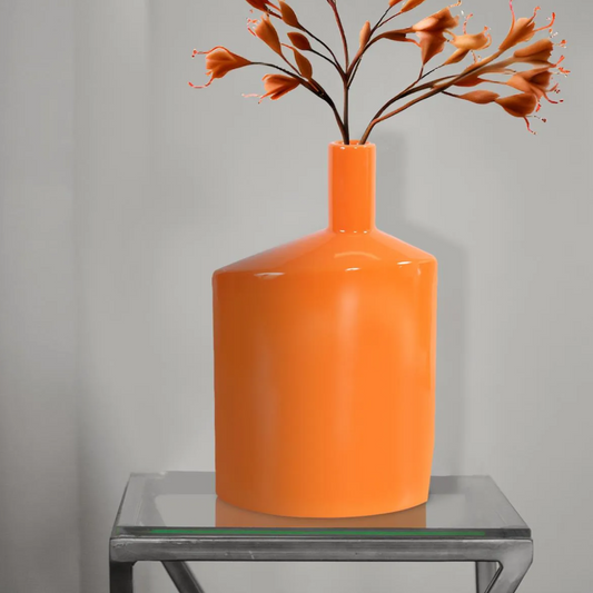 Orange Valencia Askewed Short Bottle Vase