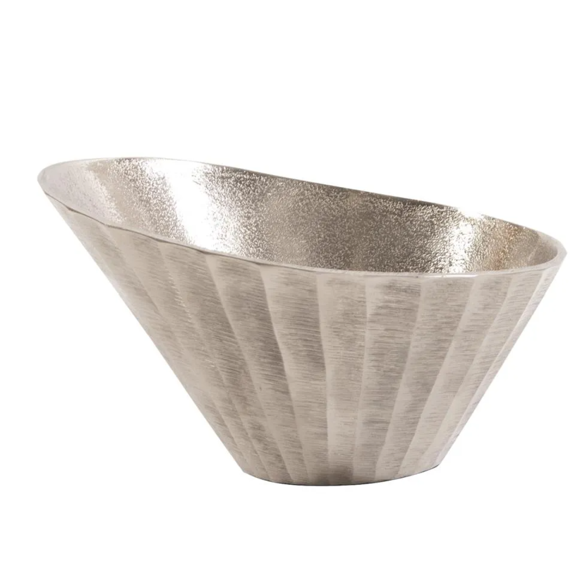 Silver Chiseled Metal Bowl