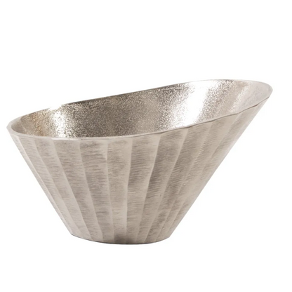 Silver Chiseled Metal Bowl