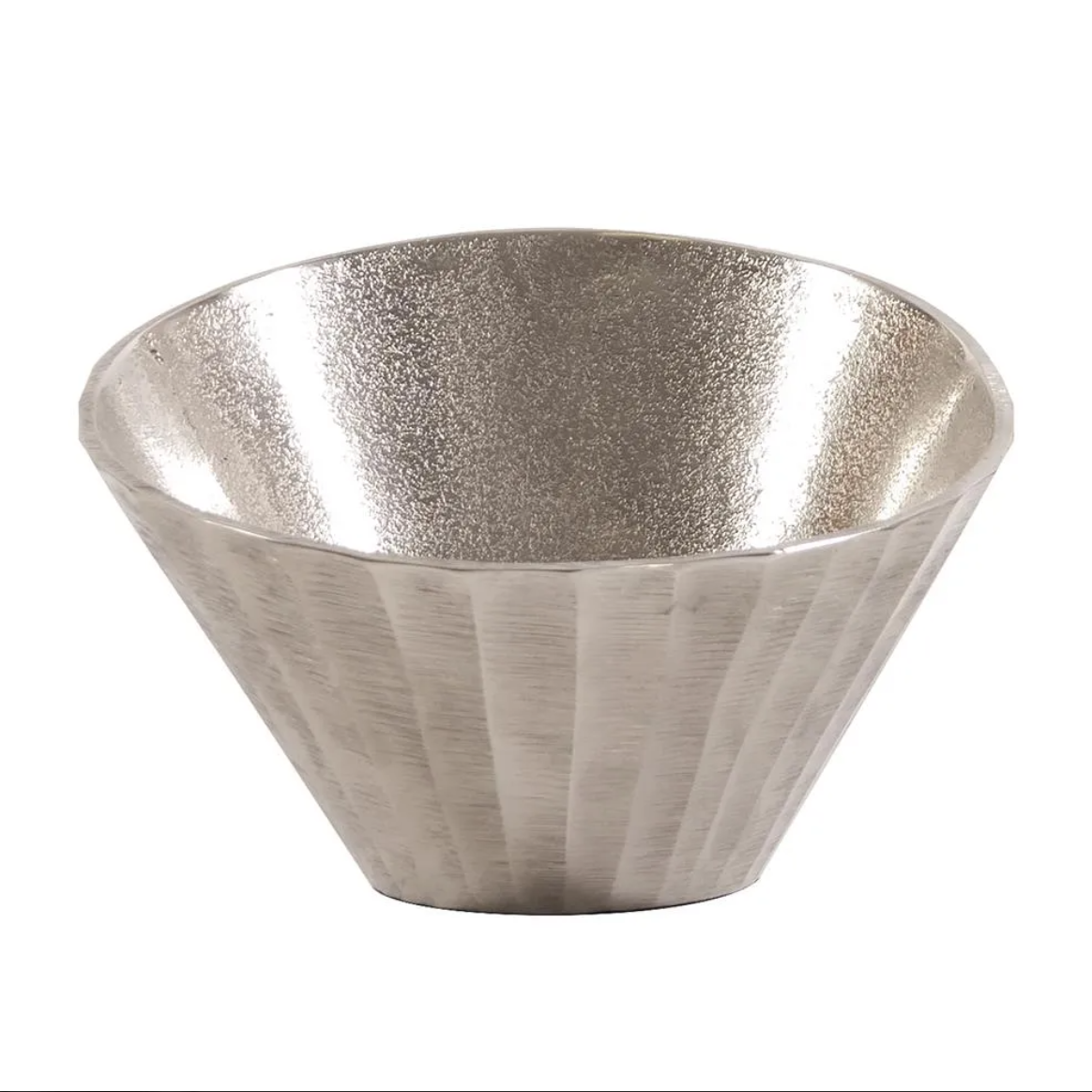 Silver Chiseled Metal Bowl