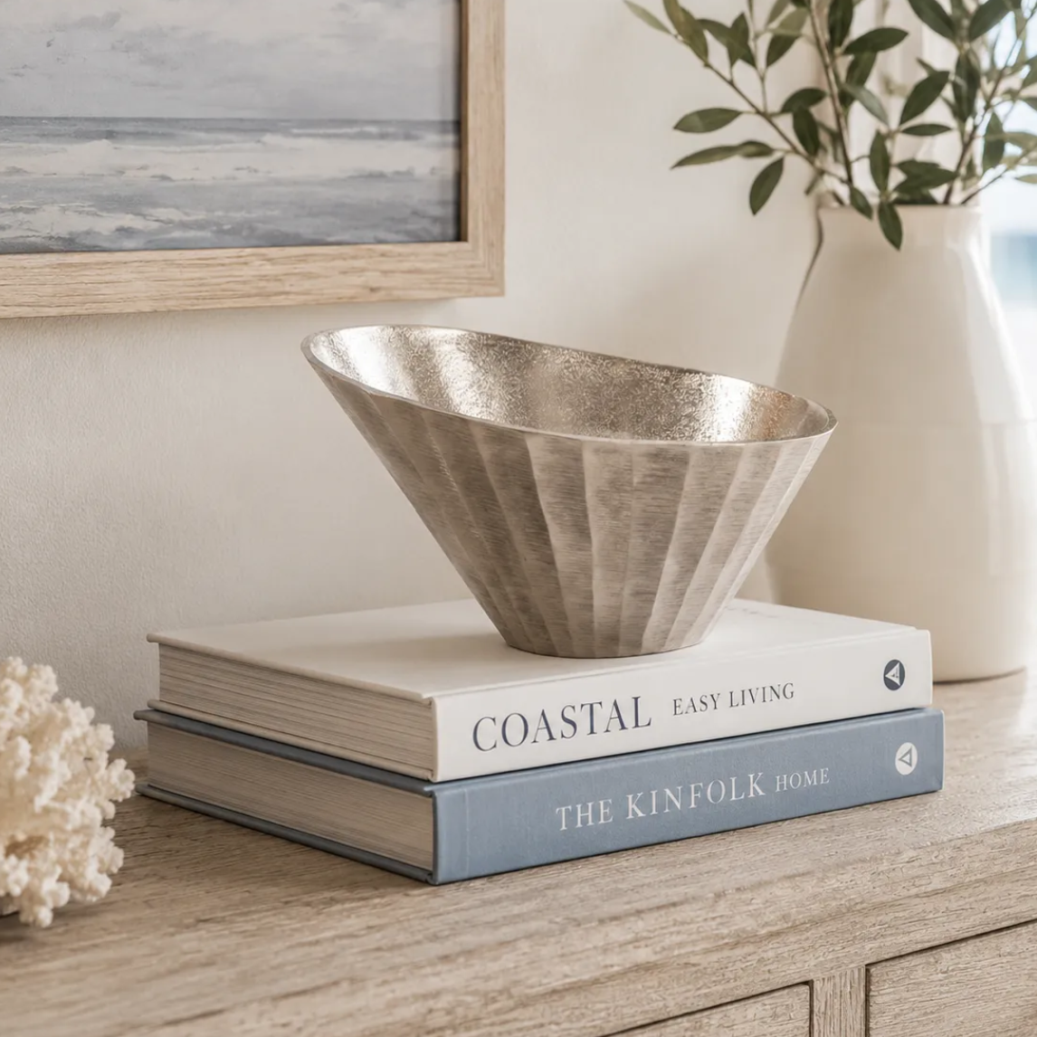 Silver Chiseled Metal Bowl
