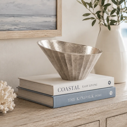 Silver Chiseled Metal Bowl